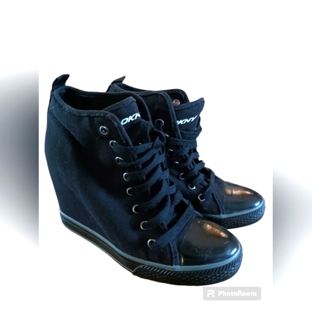 Donna Karan Black Platform Sneakers- Size 39